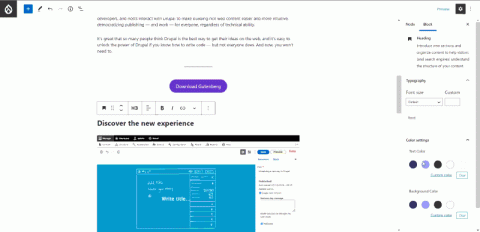 An image of the Gutenberg UI
